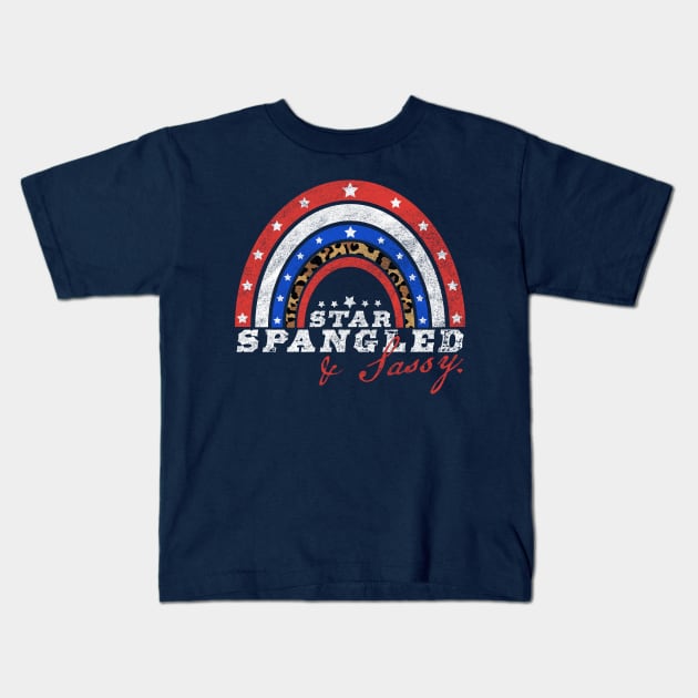 Star Spangled and Sassy 4th Of July Kids T-Shirt by OrangeMonkeyArt